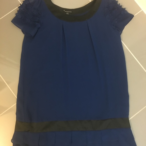 Navy Blue Sheer Ruffle Tunic - Picture 2 of 2